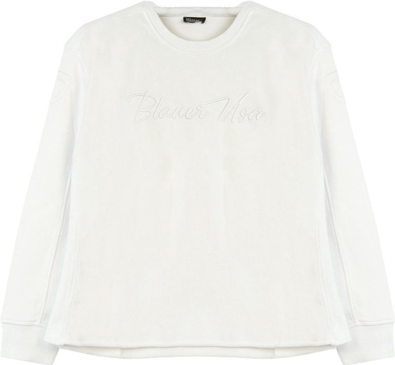 Blauer - 25SBLDF03201 - Sweater - Wit - Casual - Katoen