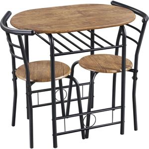 Landelijke Eetgroep voor 2 Personen - Eettafel met Stoelen en Opbergruimte