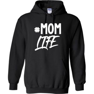 Hoodie zwart - Mom life - Moederdag cadeau - Maat XL