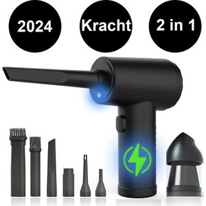 Krachtige Draadloze Air Duster - Oplaadbaar 6000mAh - 51.000 RPM - Perslucht Reiniger voor Computer & Elektronica - Meerdere opzetstukken - 2 in 1 Zuigen en Blazen