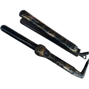 José Eber Black Marble Set – Cliploze Krultang 25mm + Ceramic Stijltang – Limited Black Marble Edition – Ionische Technologie – Voor Glanzende, Gezonde & Pluisvrije Krullen – Perfect Cadeau voor Kerst & Black Friday