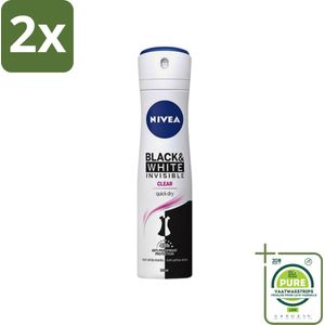 Nivea - Deospray - Invisible Black & White - 48 Uur Lange Bescherming - 150 ml - Voordeelverpakking - 2 stuks - Deodorant spray - Anti-transpirant
