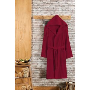 Badjas met Capuchon - Luxe Badjas Dames & Heren Capuchon - Sauna badjas - Ochtendjas dames & heren - Bordeaux - Badstof - Wellness badjas - Valt XL