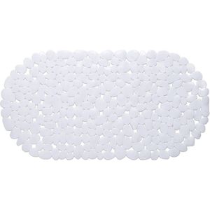 Witte anti-slip badmat 68 x 35 cm ovaal - Badkuip mat - Schimmelbestendig - Anti-slip grip mat voor douche/bad