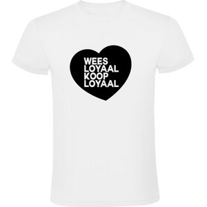 Wees loyaal, Koop lokaal  Heren t-shirt | winkels | winkeliers | ondernemers | bedrijf | kado | Wit