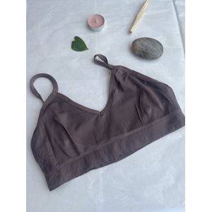 LIGHT RIBBED BRALETTE - Bruin - OneSize - Soft - 4 stuks - Brown - Darkbrown - Bralette - Bra - BH