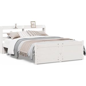 vidaXL - Bedframe - met - hoofdeinde - zonder - matras - 140x200 - cm - wit