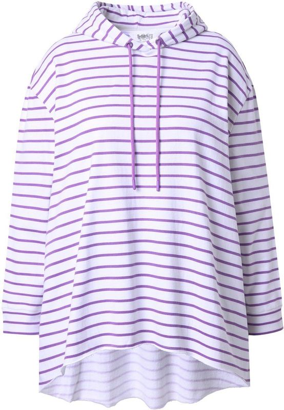 Angel of Style Angel of Style - Dames - Hoodie A-lijn strepen capuchon - Sneeuwwit - Maat 42+