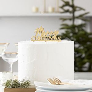 Gold Christmas - Cake Topper Merry Christmas (11 cm)