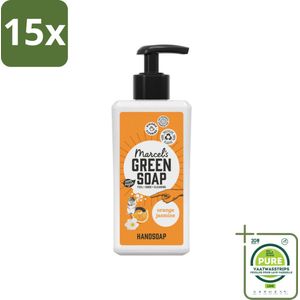 15 x Marcel's Green Soap - Handzeep - Sinaasappel & Jasmijn - Zachte verzorging - 250 ml - Grootverpakking - Handzeep - Sinaasappel - Jasmijn - Biologische Zeep - Natuurlijke Zeep