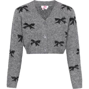 MYMO - Gebreid Vest - Grijs / Zwart - Lange Mouw - Knoopsluiting