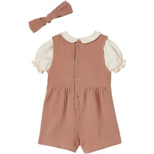 Vertbaudet 3-delige babyset T-shirt, jumpsuit en hoofdband