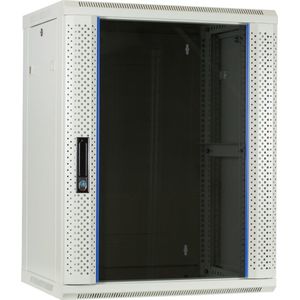 DSIT 15U witte wandkast met glazen deur 600x450x770mm (BxDxH) - serverbehuizing - serverrack - serverkast - 19 inch