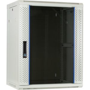 DSIT 15U witte wandkast / serverbehuizing met glazen deur 600x450x770mm (BxDxH) - 19 inch