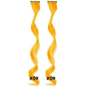 2 x Clip in Hairextension 45cm - ORANJE (zacht) - #09 - nephaar - Hair extension | haar extensie- carnaval haar - gekleurde extensions - extensions met clip