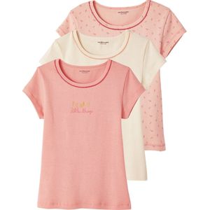 Set van 3 T-shirts - Nude - Korte Mouwen - Meisjes - Geribd Breiwerk