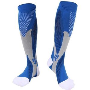 MeditorPlus Sportkousen - Compressiesokken - Compressiekousen - Steunkousen - Hardloopsokken Outdoor Set van 2 paar Blauw -  L/XL