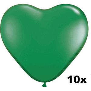 Hartjes ballonnen groen, 10 stuks, 28 cm