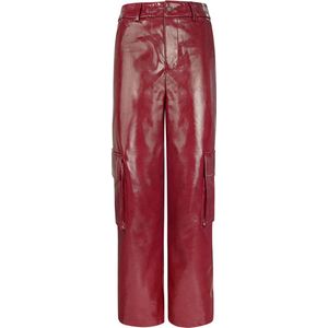 Trendy cargobroek - imitatie leder - nieuwe collectie - herfst/winter - dames - rood - maat L