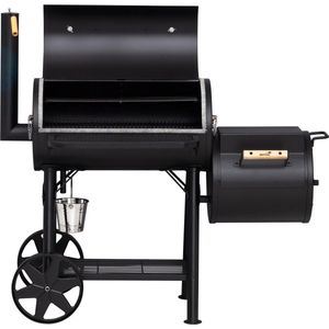 Mustang Off-set smoker Georgia L - Smoker Barbecue - 80 kg - 2 thermometers in de deksel- Zwart - Barbecue - Grilloppervlak 72x37 cm