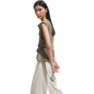 Mouwloos Bamboe Kraag Kurzarmbluse