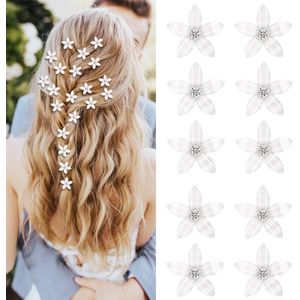 10 Stuks Witte Bloemenhaarspelden - Mini Schattige Haaraccessoires voor Bruiloften en Feestjes