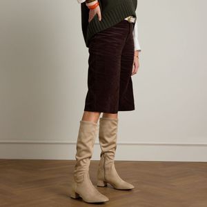 Manfield - Stretch Laarzen - Beige - Met Hak - 4 cm