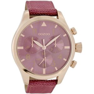 Rosé goudkleurige OOZOO horloge met roze NATO horlogeband - C6796