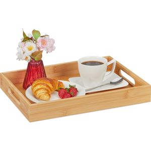 Relaxdays dienblad bamboe - ontbijttafel - serveertray - theeblad - serveerplateau