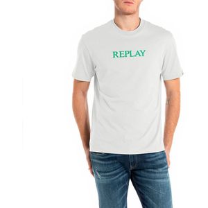 REPLAY Heren Relaxed fit T-shirt van katoen, 011, natuurlijk wit., L