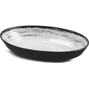Ovale schaal van melamine - Stonetouch Oval Serg Bowl Granada collectie - zwart en wit - BPA-vrij - schokbestendig - vaatwasmachinebestendig
