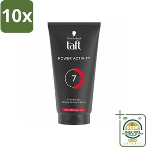 10 x Taft - Power Activity 7 - Styling Gel - Energieke styling - 150 ml - Grootverpakking - Styling Gel - Sweat-proof Gel - Actieve Styling - Sterke Hold - Vegan Styling Gel