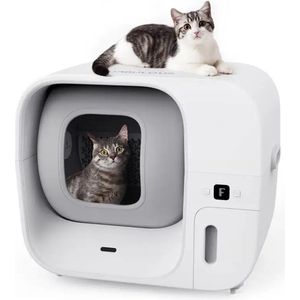 Kibus Automatische Kattenbak XXL - 60L - Meerdere katten - Litter box - Zelfreinigende - Elektrische - Wit - App bediend - Weegschaal