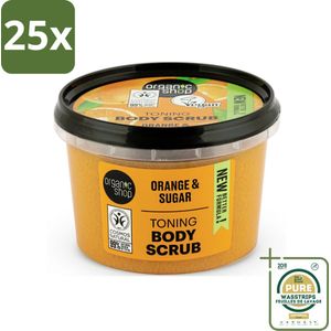 25 x Organic Shop - Body Scrub Orange - Verzorgend en Geurend - 250 ml - Grootverpakking - Bodyscrub - Huidverzorging - Exfoliatie - Sinaasappelolie - Natuurlijke Huidverzorging