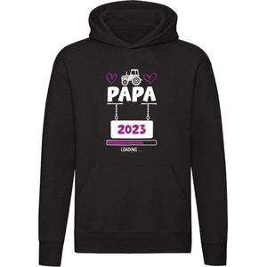 Papa Loading 2023 Hoodie | vader | meisje | zwangerschap | in verwachting | baby | Unisex | Trui | Sweater | Capuchon | Zwart
