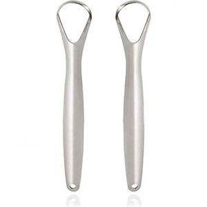 Tongschraper voor volwassenen - Tongreiniger - Roestvrij staal - Anti-slechte adem - Metalen tongschraper - Reiniger - Tongborstel - Mondhygiëne - 2-pack