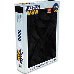 Puzzel Bladeren - Zwart - Wit - Planten - Botanisch - Legpuzzel - Puzzel 1000 stukjes volwassenen