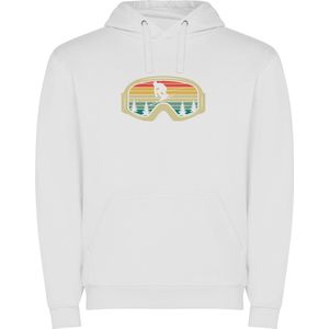 Witte unisex hoodie met “Retro Skibril“ Print Full Color merk Roly maat S