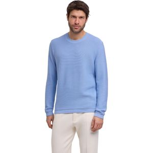 FALKE Basic Apparel Structured Crew Neck elegante klassieker katoen trui heren blauw - maat M