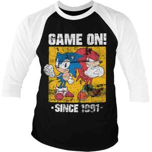 Sonic The Hedgehog Raglan top -L- Game On Since 1991 Zwart/Wit