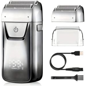 Solimpia Digitale Scheerapparaat - Body Shaver+Precisie/Baardtrimmer - Inclusief extra Scheerkop - Usb-Oplaadbare 2in1 Trimmer - Digitale Batterij Indicator - Perfecte Reiseditie - Perfecte Lichaamshaar Verzorging voor Dames en Heren - Kleur: Zilver