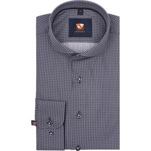 Suitable - Overhemd Twill Print Navy - Heren - Maat 38 - Slim-fit