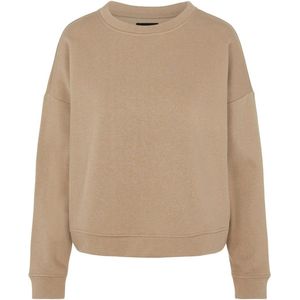 Pieces Dames Sweater - Beige - Loungewear Top - Dames trui zonder print - Maat L