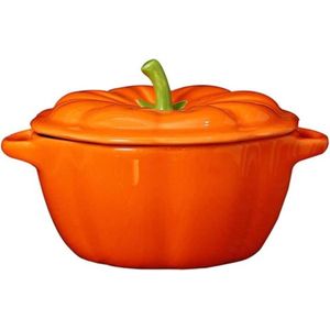 Keramische Soepkom - Pompoenvormig Design - Porseleinen Dessertpot en Slakom
