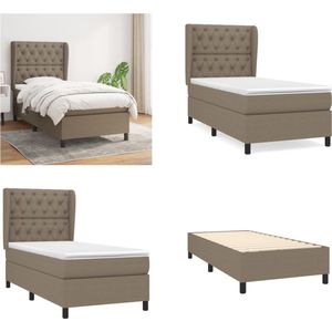 vidaXL Boxspring met matras stof taupe 80x200 cm - Boxspring - Boxsprings - Bed - Slaapmeubel