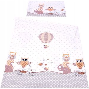 BabyLux Kinderbeddengo 2-delig 100x135cm Katoen - Beige kleurige Uiltjes