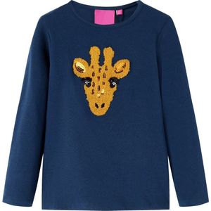 vidaXL - Kindershirt - met - lange - mouwen - 128 - marineblauw