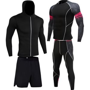 E-shop4u® - Winter Thermokleding Set Mannen - 4-delig Thermisch Ondergoed - Heren - Compressie - Snel Drogend - Ademend - Lente/Zomer/Herfst/Winter - Maat XXL - Zwart/Paars