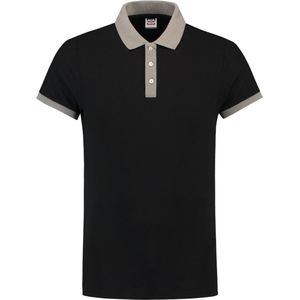 Tricorp poloshirt bi-color fitted - Casual - 201002 - zwart-grijs - maat XXS