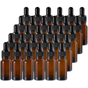 Pak van 30 pipetflesjes 20 ml amberkleurige fles met druppelaar met glazen pipet amberkleurige glazen fles apothekersfles voor etherische oliën parfumextracten vloeibare kleurstoffen